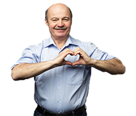 person making heart by hands